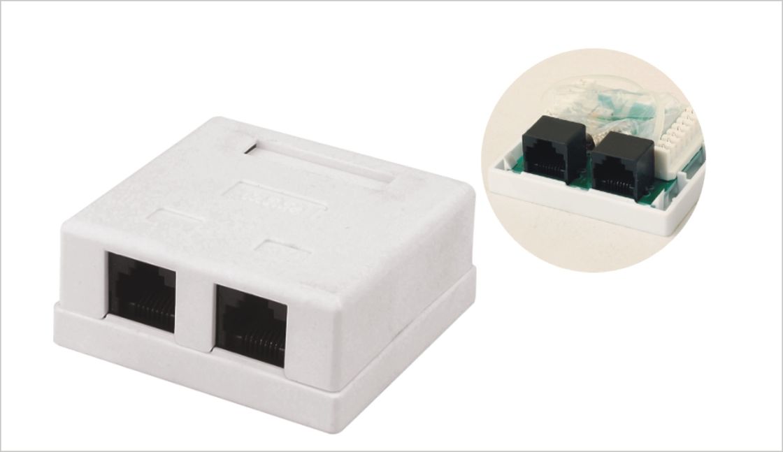 2 cor branca YH7014 da caixa RJ45 CAT5E CAT6 da montagem da superfície do soquete da tomada de parede da rede do porto
