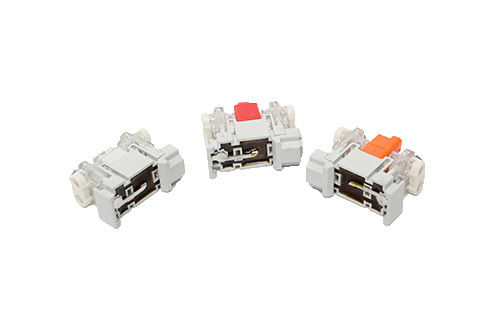 Conector do subscritor do fio de gota das telecomunicações que aperta simplesmente no trilho de guia dentro da caixa de distribuição